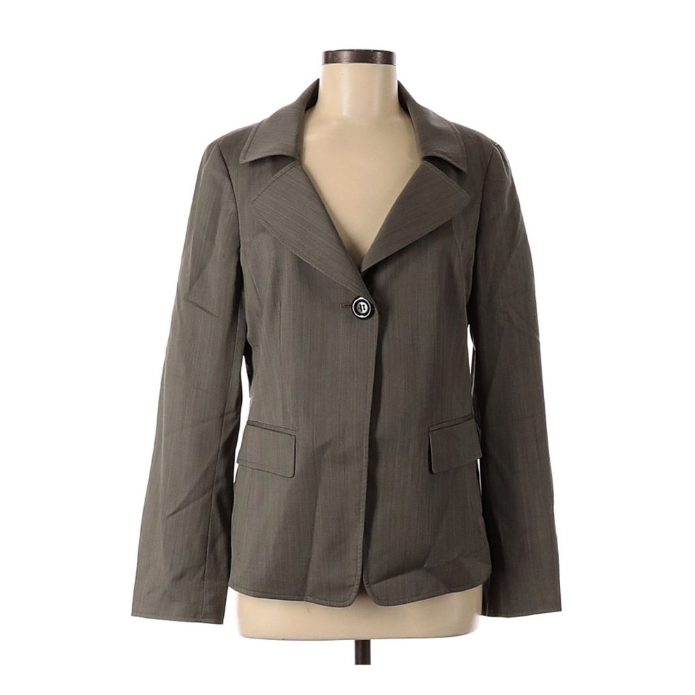 Lafayette 148 New York Wool Long Sleeve Jacket Blazer Gray Sz 8 #345